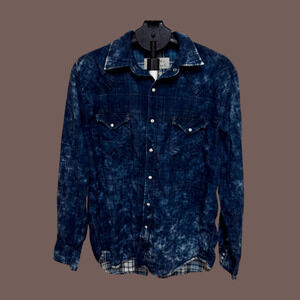 Ryan Michael Tie-Dye Shirt | Pearl Snaps Blue | Size L | Vintage Western